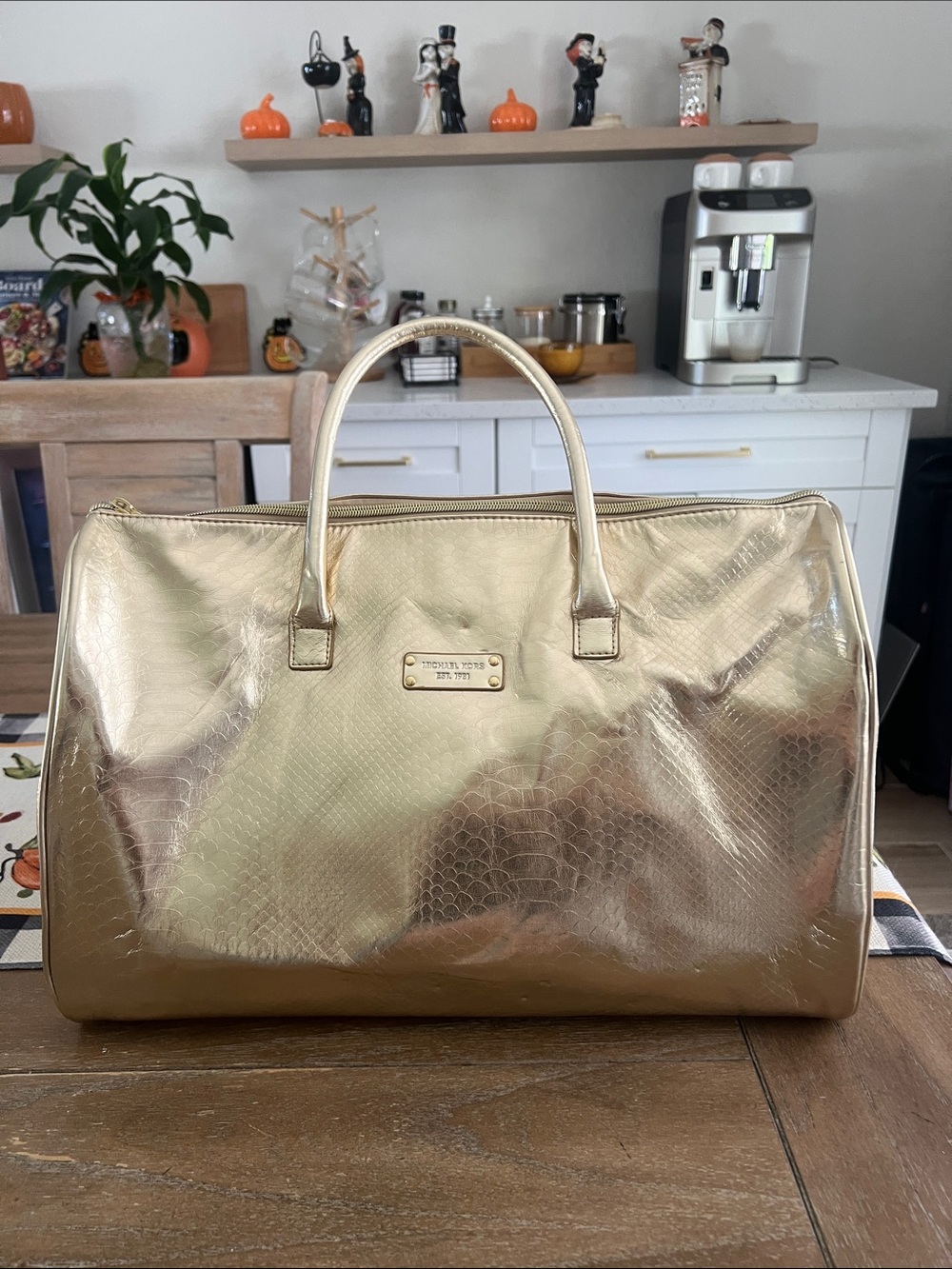 Michael Kors Metallic Gold Travel Weekender Bag